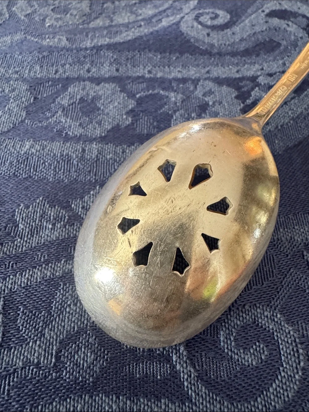 Silver plated vintage  Serving Spoon Slotted berry or olive Spoon